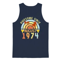 August 1974 Retro Unisex Tank Top - Navy – 1