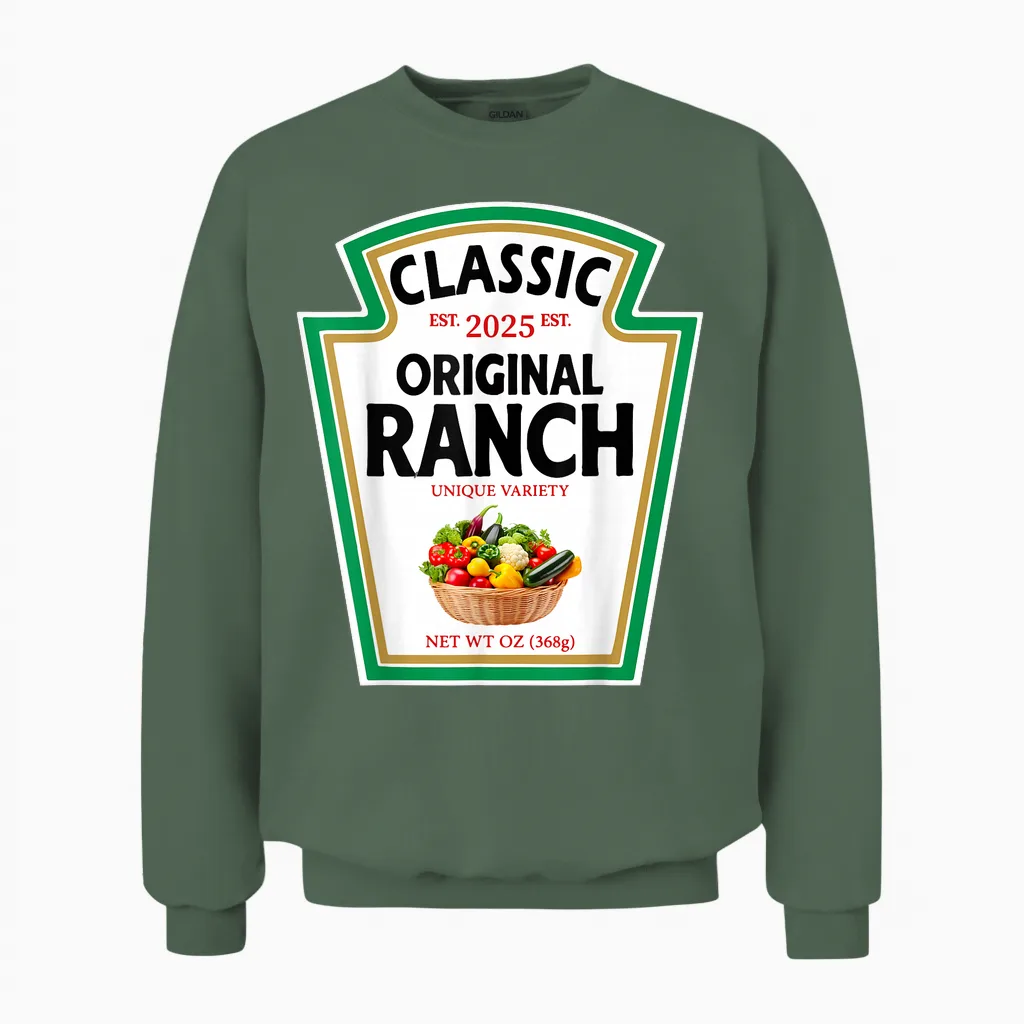 Ranch Sauce Green Salad Dressing Condiment Diy Halloween Unisex Sweatshirt in Military Green