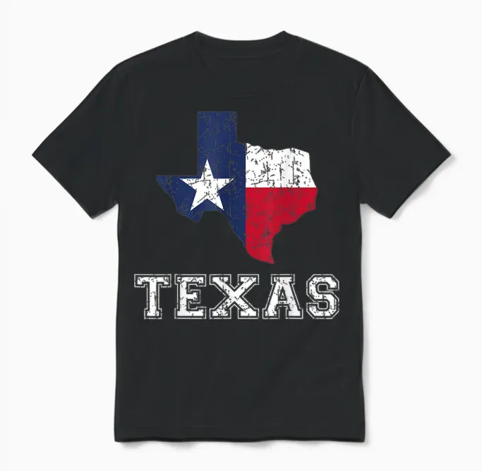 Texas Proud Texan Patriot American Usa Flag Vintage Map Unisex T-Shirt in Black