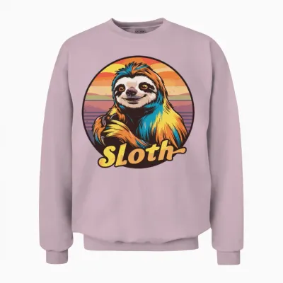 Funny Sloth Retro Vintage Unisex Sweatshirt - Light Pink