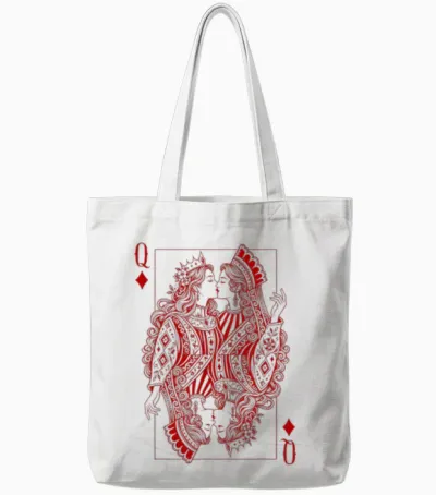 Lesbian Queens Kissing Card Game Lgbt Pride Two Brides Tote Bags - White