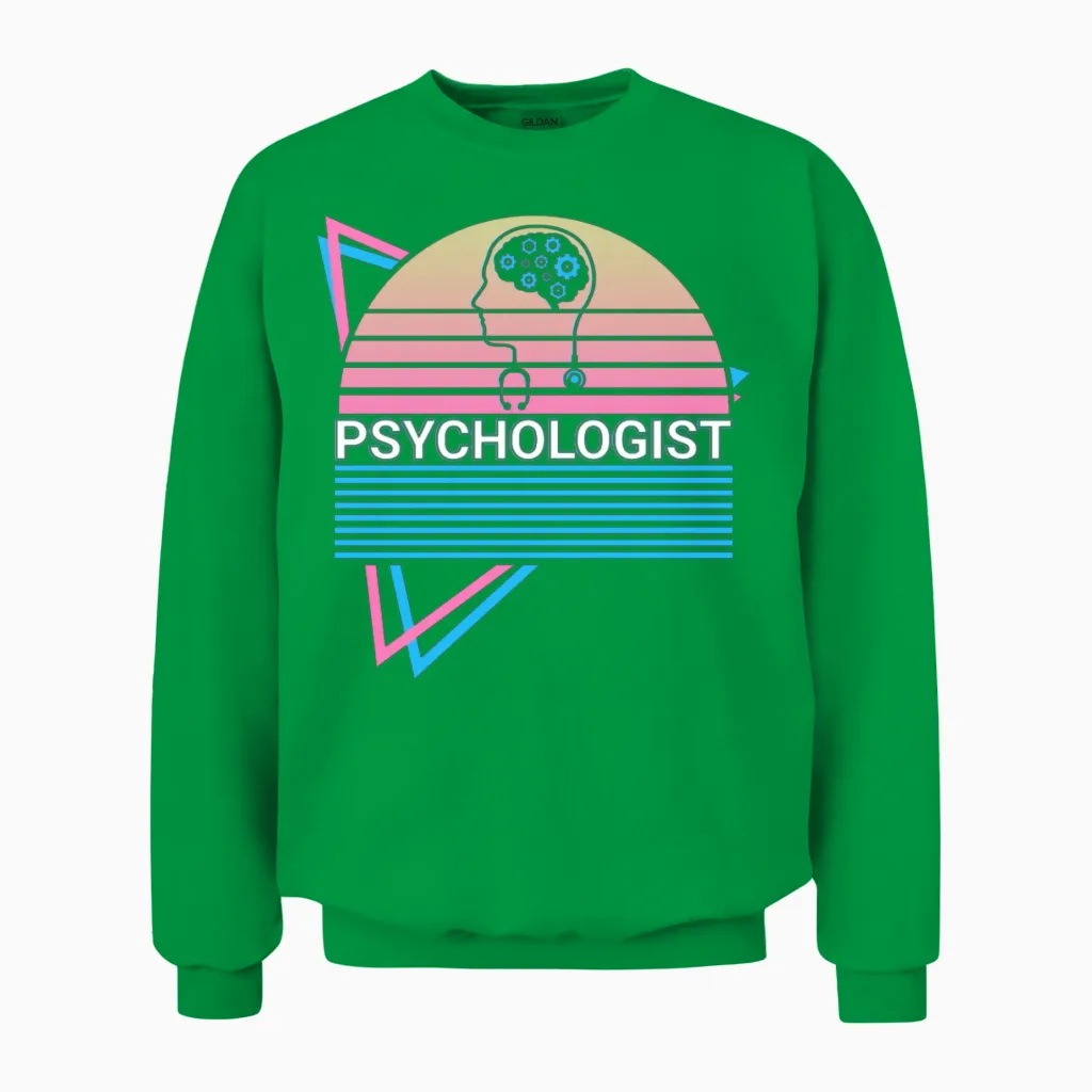 Psychologist Psychology Retro Unisex Sweatshirt in Irish Green