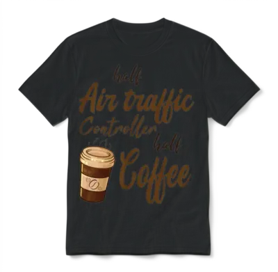 Half Air Traffic Controller Half Coffee Unisex T-Shirt - Black