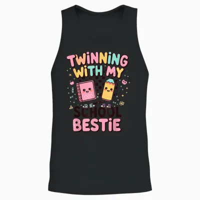 Twinning with My School Bestie Cute Matching Friend Twin Day Unisex Tank Top - Black