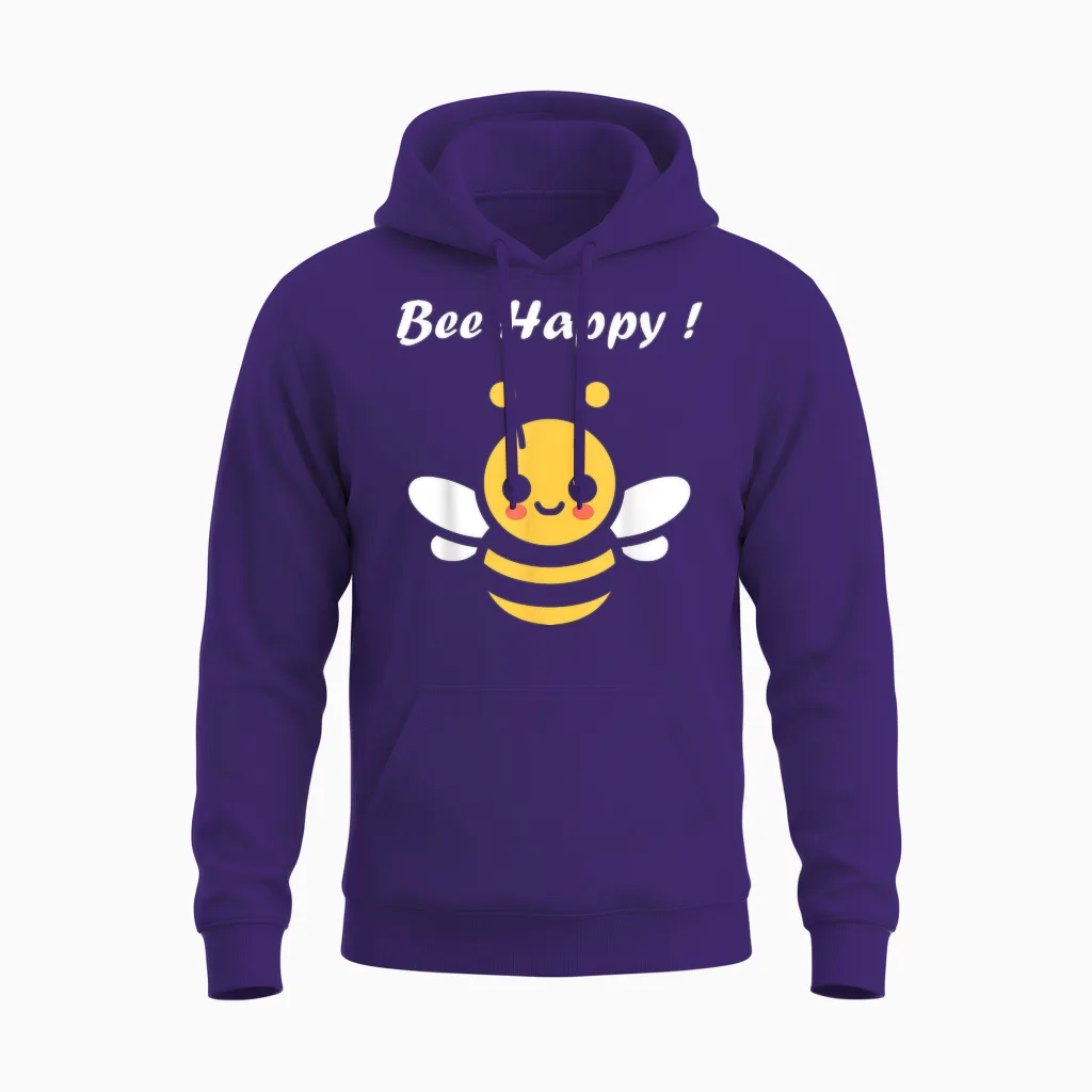 Cute Little Bee Funny Minimalist Bee Happy T-Shirt, Black, S Unisex Hoodie in Purple