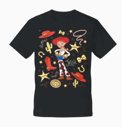 Disney and Pixar's Toy Story Jessie Cowgirl Western Collage Unisex T-Shirt - Black