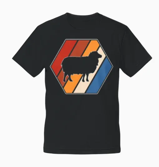 Sheep Retro Unisex T-Shirt - Black