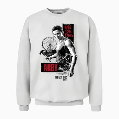 The Last of Us Part Ii Aby Bare Your Fangs Big Chest Poster T-Shirt, Black, S Unisex Sweatshirt - White