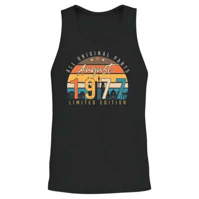 Retro 1977 August Unisex Tank Top - Black