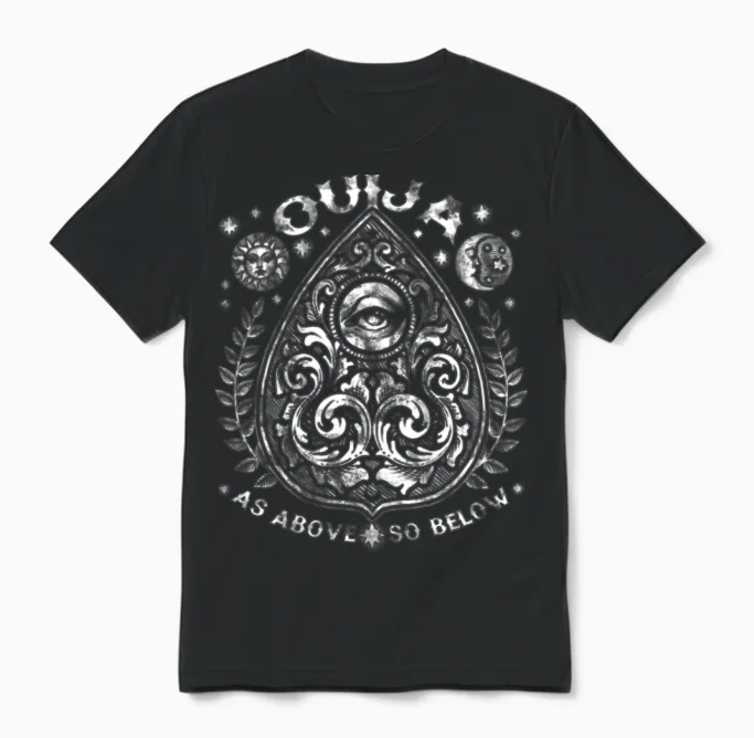 Victorian Ouija Planchette, as Above So Below Unisex T-Shirt in Black