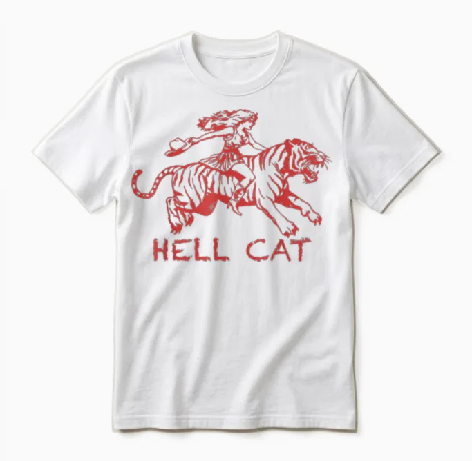 Lustiges Retro-Motiv Im Cowgirl-Western-Stil Mit Tiger-Motiv Unisex T-Shirt in White
