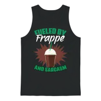Fueled by Funny Frappe Coffee Sarcasm for A Unisex Tank Top - Black – 1