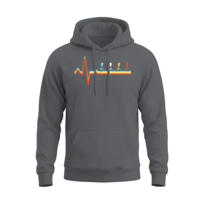 Hiking Retro Heartbeat Unisex Hoodie - Charcoal