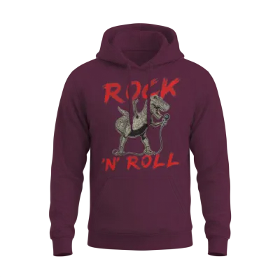 Rock 'n' Roll Dinosaur Music, Concert, Festival Unisex Hoodie - Maroon