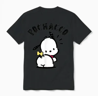 Sanrio Pochacco Backside Logo Unisex T-Shirt - Black