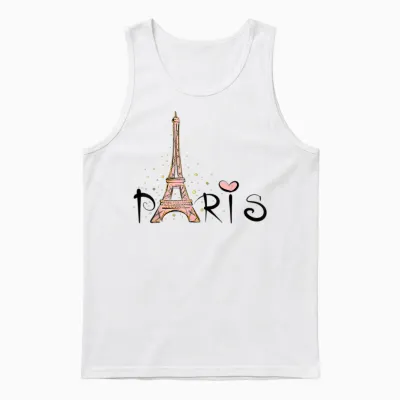 Eiffel Tower Paris Girls Boys Travel Holiday France Souvenir T-Shirt, White Unisex Tank Top - White