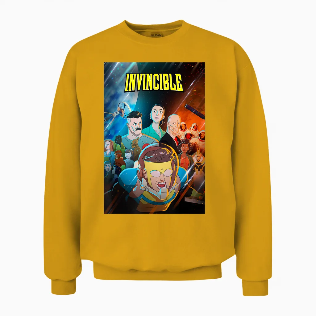 Invincible Trip to Mars Group Unisex Sweatshirt in Gold