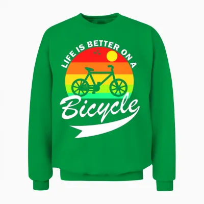 Life Is Better on a Bicycle Retro Unisex Sweatshirt - Irish Green