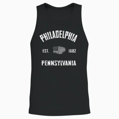 Philadelphia T-Shirt, Herren, Unisex-Erwachsene, Schwarz, S, Kurzarm, Klassisch, V-Ausschnitt Unisex Tank Top - Black