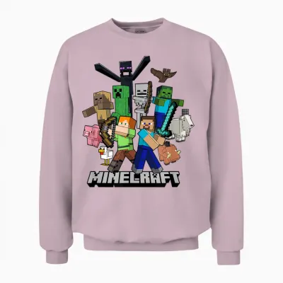 Minecraft Heroes & Enemies Group Shot Unisex Sweatshirt - Light Pink