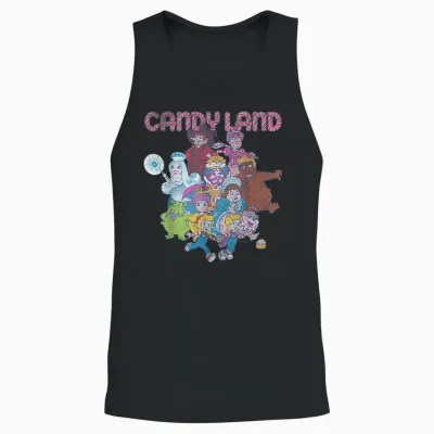 Candy Land Retro Game Characters Group Shot Logo Unisex Tank Top - Black