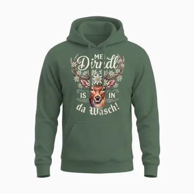 Passend Für Oktoberfest Damen T-Shirt Dirndl Outfit Trachten Unisex Hoodie - Military Green