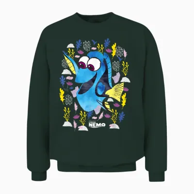 Pixar Finding Nemo Dory Just Keep Swimming T-Shirt - Unisex Erwachsene, Schwarz, Kleidergröße 36, Kurzarm Unisex Sweatshirt - Forest