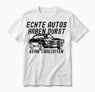 Echte Autos Haben Durst Keine Ladezeiten Kfz Oldtimer Herren Unisex T-Shirt - White