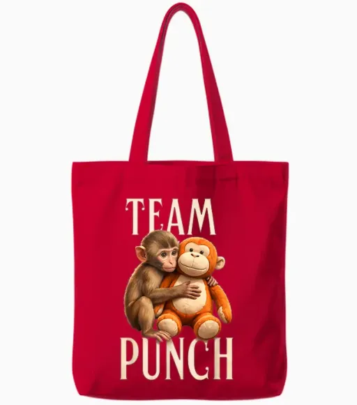 Baby Monkey Punch Team Punch Tote Bags in Red