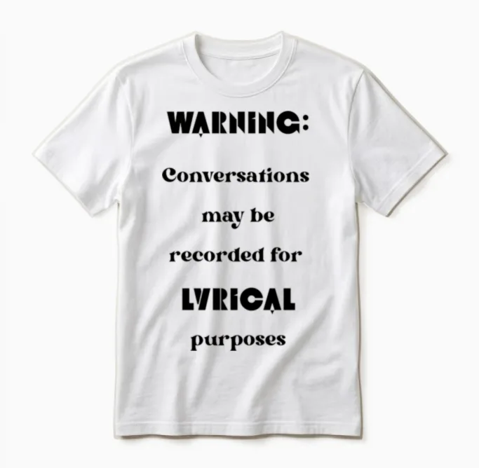 Warning Conversations May Be Recorded Lyric Unisex T-Shirt in White
