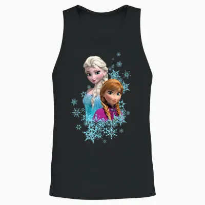 Frozen Elsa and Anna Sisters T-Shirt, Black Unisex Tank Top - Black
