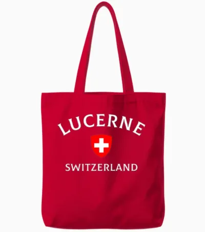 Lucerne Switzerland, Swiss Switzerland Tote Bags - Red
