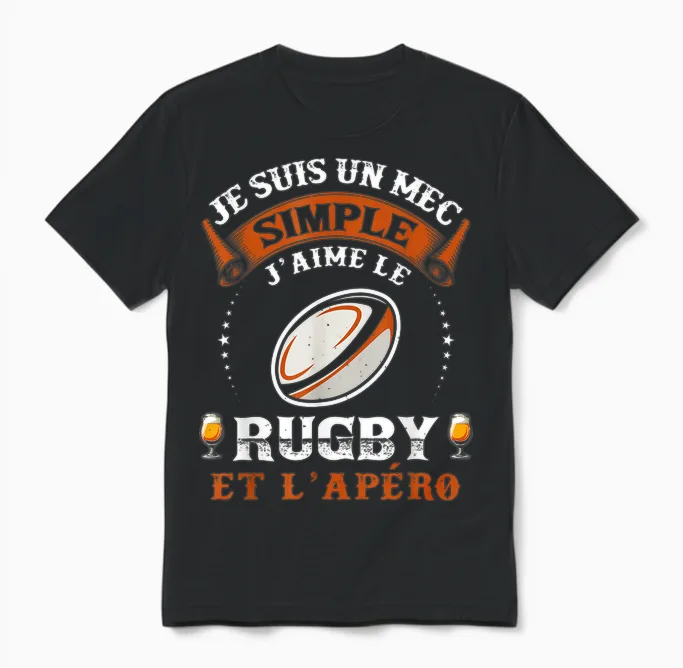 J'aime Le Rugby Et L'apéro Original Idea Rugbyman Humour Unisex T-Shirt in Black
