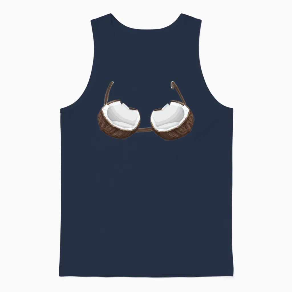 Funny Coconut Summer Coconuts Bra Funny Halloween Unisex Tank Top in Navy