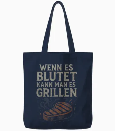 Wenn Es Blutet Kann Man Es Grillen - Barbecue Tote Bags - Navy