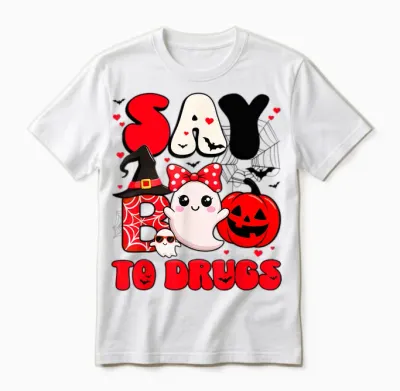 Say Boo to Drugs Cute Boo Red Ribbon Week Awareness Women Unisex T-Shirt - White