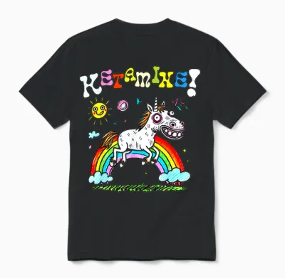 Horse with Ketamine Funny T-Shirt, Black, S Unisex T-Shirt - Black