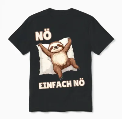 Sloth "einfach Nö" Funny Sayings for Girls and Boys T-Shirt, Black Unisex T-Shirt - Black