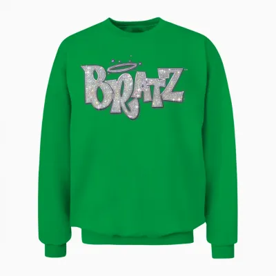 Bratz Silver Glitter Logo Purple Lining Angel Halo Sparkles Unisex Sweatshirt - Irish Green
