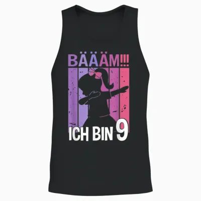Girls' T-Shirt with German Text "tanzen Bääm Ich Bin 9 Jahre Dab" [german Unisex Tank Top - Black