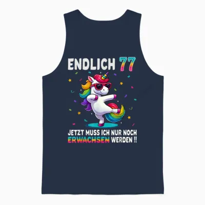 77 Geburtstag Geschenke Frau Mann Party Outfit Einhorn Unisex Tank Top - Navy