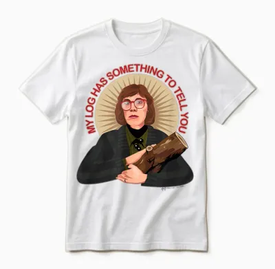 Twin Peaks Log Lady T-Shirt, Gray Unisex T-Shirt - White