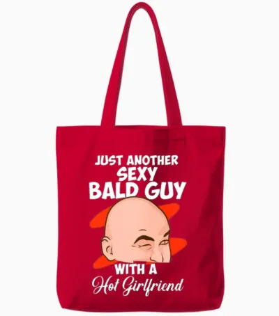 Just Another Sexy Bald Guy Funny Bald Man Tote Bags - Red