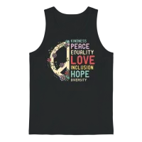 Diversity Equality Love Peace Hu Rights Social Jus Unisex Tank Top - Black – 1