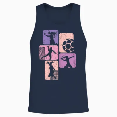 Handball Retro Handball Player Girls T-Shirt, Black Unisex Tank Top - Navy
