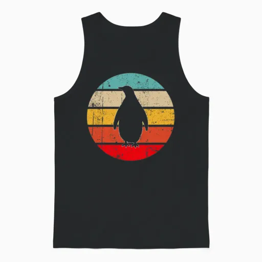 Penguin Retro Unisex Tank Top in Black