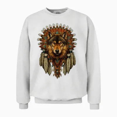 Plumes De Loup Amérindiennes Unisex Sweatshirt - White
