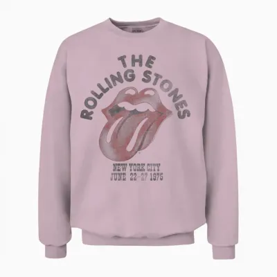 Official the Rolling Stones Nyc 75 White for Vintage Fans Unisex Sweatshirt - Light Pink