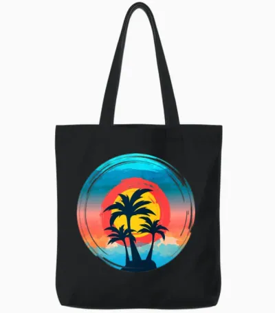 Retro Sunset Arts Tote Bags - Black