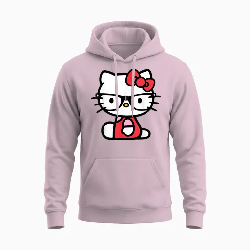 Hello Kitty Nerd Glasses Unisex Hoodie - Light Pink